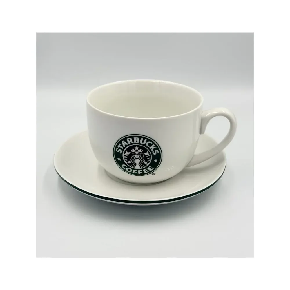 Starbucks Advertising JUMBO Cappuccino Coffee Soup Ceramic Cup and Saucer 2006